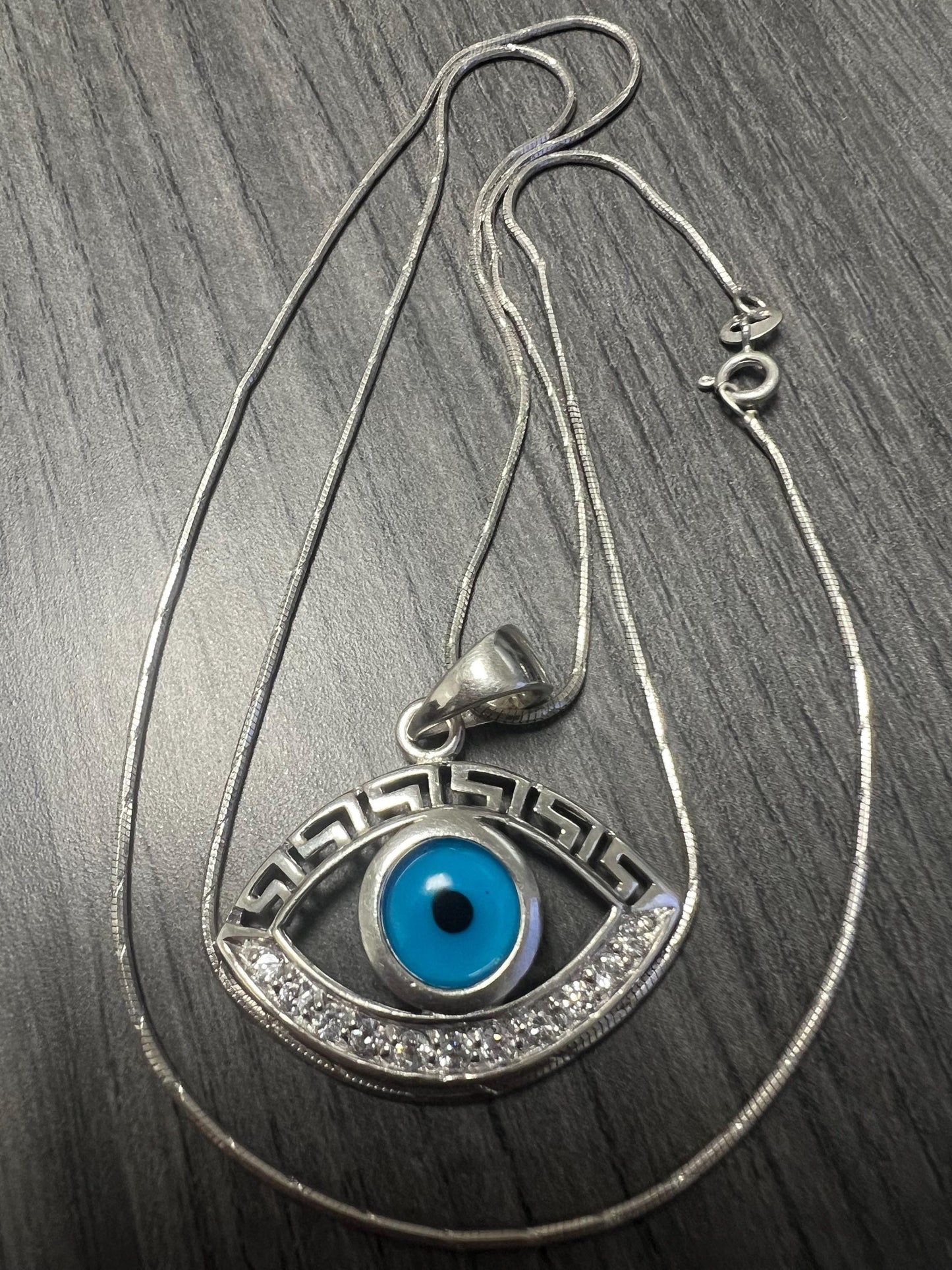 Italian 950 Sterling Silver Evil Eye Necklace: Protection Jewelry