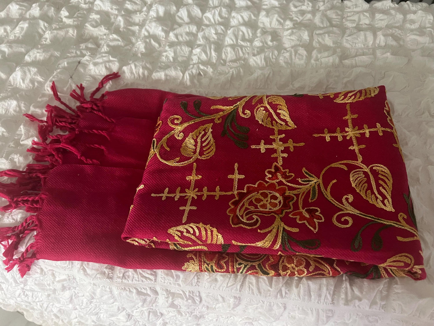 Oversized Floral Cashmere Pashmina Scarf: Egyptian Style Shawl