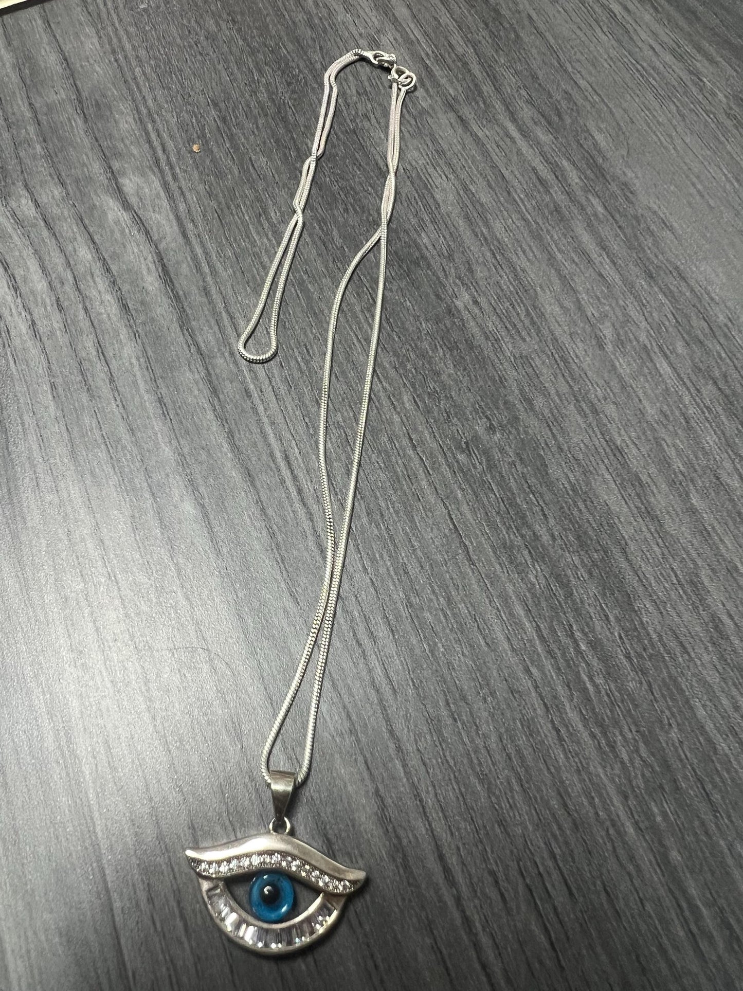 Evil Eye Necklace, Protection ,Italian 950-Sterling Silver Evil Eye Necklace with chain. Well-made pendant wear for good luck and Protection