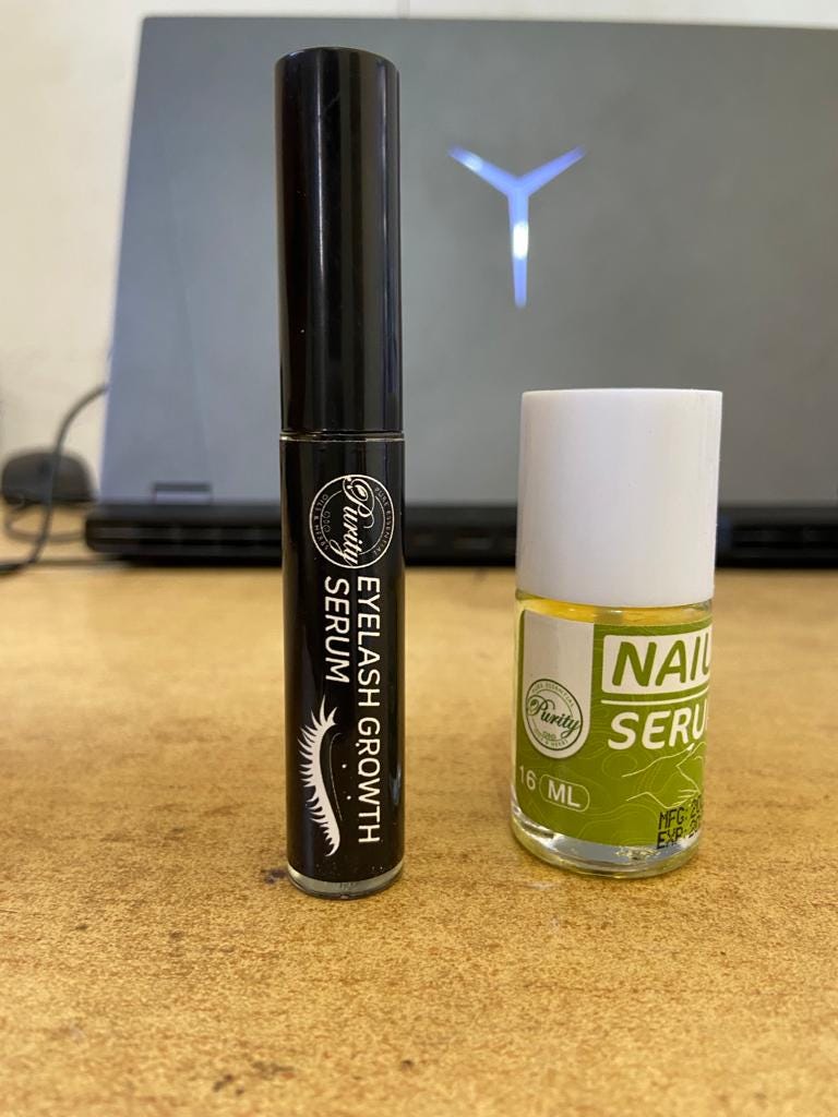 Nail & Eyelash Growth Serum Set: Strengthening, Natural - 10/15ml