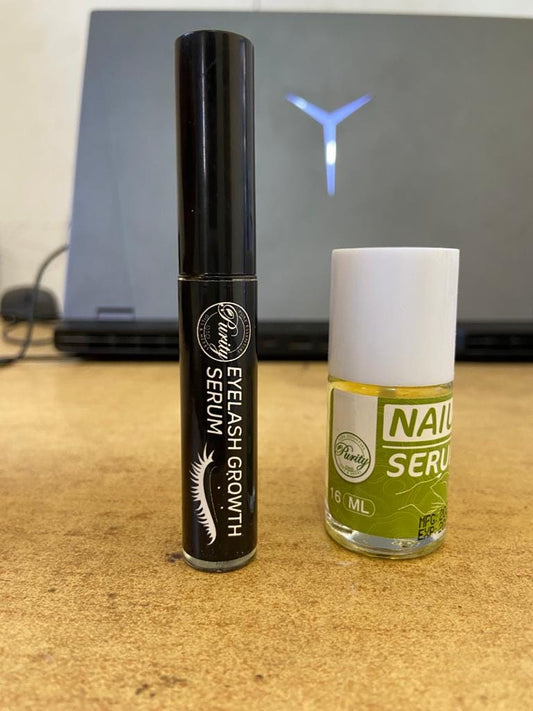 Nail & Eyelash Growth Serum Set: Strengthening, Natural - 10/15ml